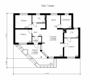 Проект одноэтажного дома с террасой