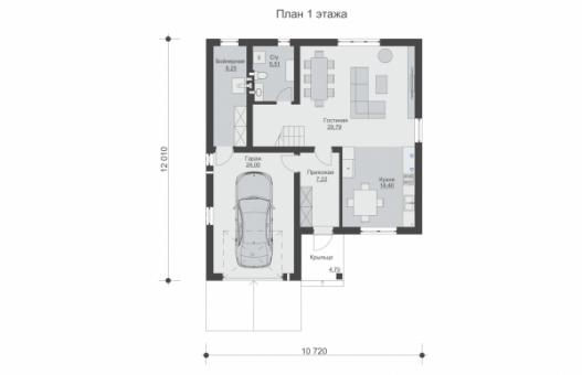 Двухэтажный дом с гаражом, кухней-гостиной и тремя спальнями
